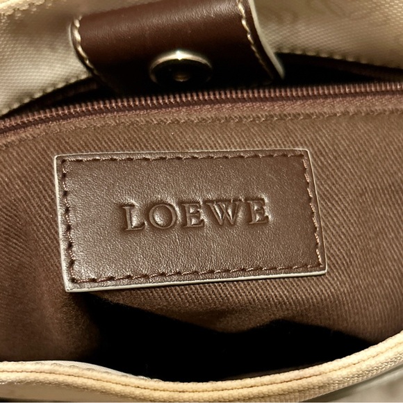 LOEWE White & Black Canvas & Leather Repeat Anagram Logo Tote Bag. - Picture 13 of 15